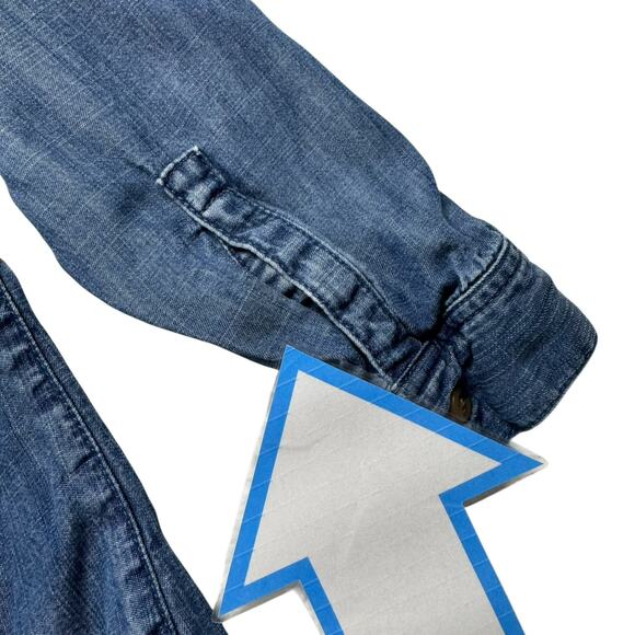 J.JILL DENIM Soft Lyocell Chambray Button Up Shirt Size XS Petite Blue Collared - Picture 11 of 11